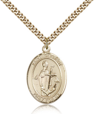 Saint Clement Medal For Men - Gold Filled Necklace On 24 Chain - 30 Day Mone...