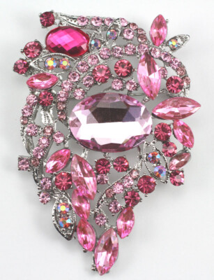 Pink Austrian Rhinestone Crystal Splendid Bridal Wedding Brooch Pin PN 3216