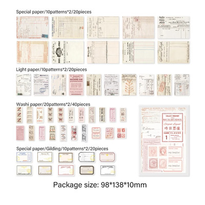 100pcs Vintage Papier Set Junk Journal Collage Notizen - DIY Scrapbooking