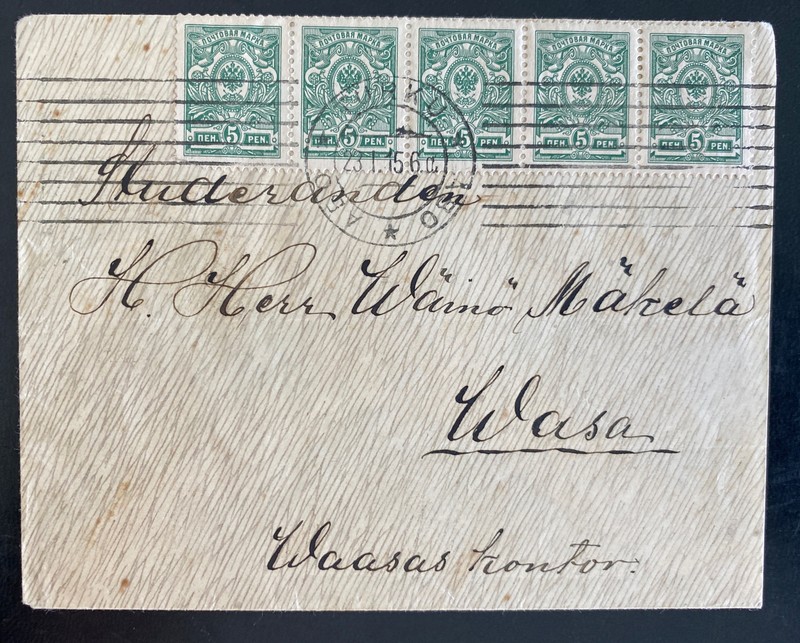 1915 Turku Finland Russia Occupation  Censored Cover To Wasa