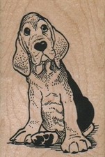 Sad Dog 2 x 3" Rubber Stamp, Dog Stamp, Dog Sitting Stamp