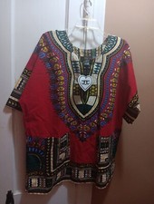 African Shirt Dashiki Print Men Women Succunct Hippie Top Blouse XL NWT