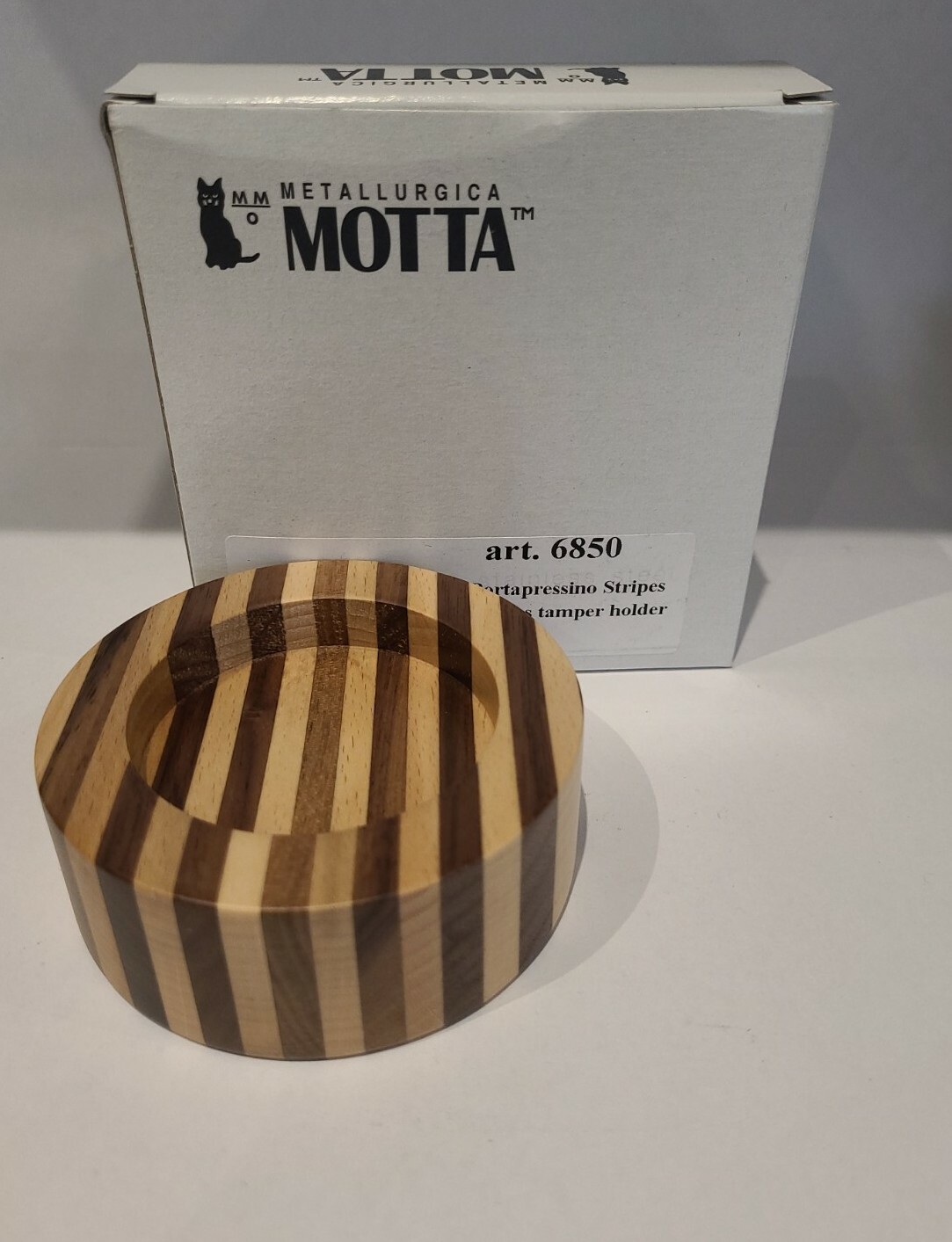 Motta Striped Wood Tamper Holder Art. 6850 Porta Pressino 58mm Made In 🇮🇹