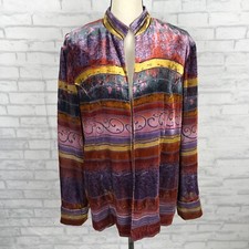 Coldwater Creek Cardigan Jacket 1X Velvet Lined Colorful Fairy Southwestern