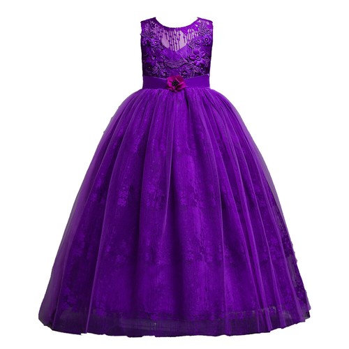 Flower Girl Dress Kids Princess Pageant Wedding Bridesmaid Party Long Maxi Dress - Picture 34 of 42