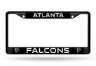 NFL Atlanta Falcons Black Chrome License Plate Frame Thick White Letters