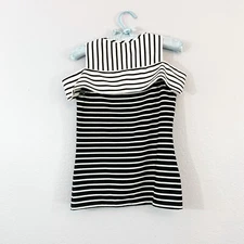 Derek Lam 10 Crosby Women’s Striped Ponte Cold Shoulder Stretch Top Size XS EUC