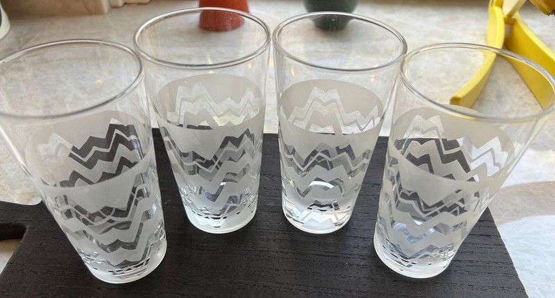 Missoni Wine Glass With Frosted  Zig Zag Pattern For Target, Set of 4