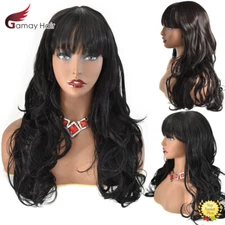 US Long Wavy Fashion Party Wig for Women Premium Synthetic Black Brown Hair 26" 