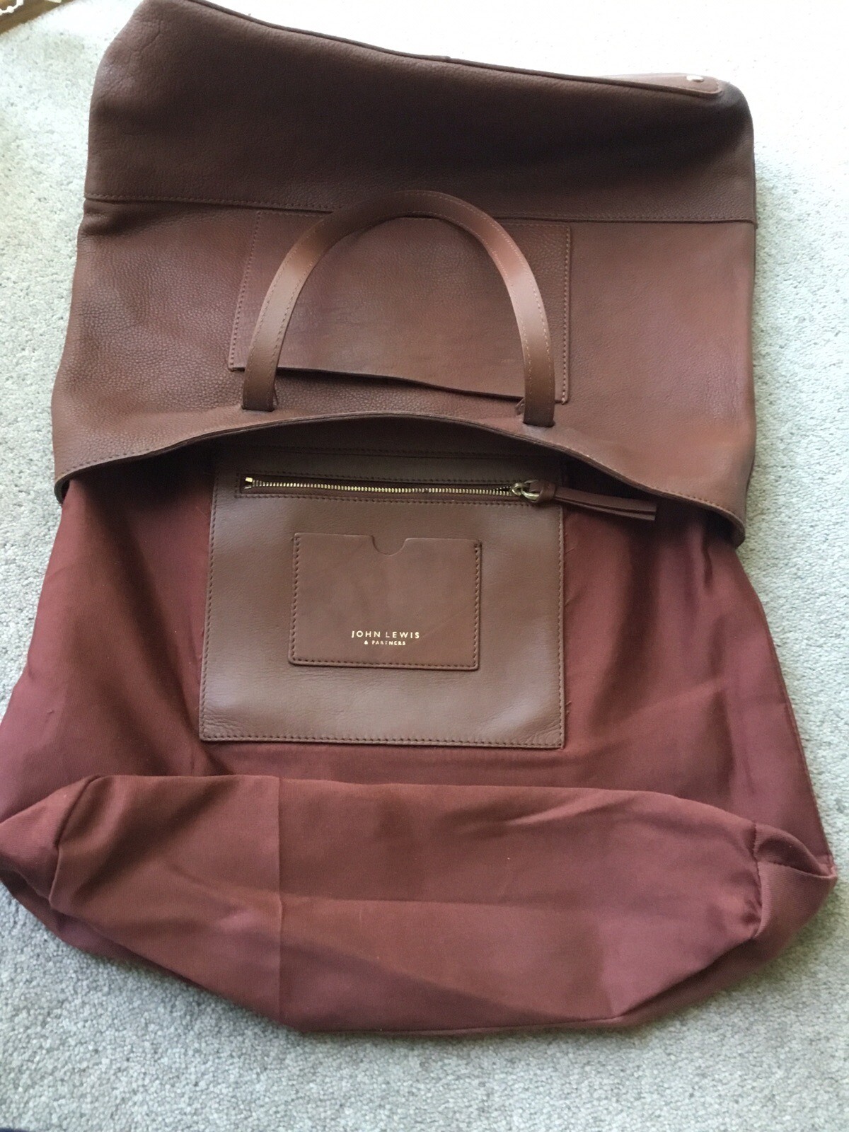John Lewis tan leather tote bag VGC eBay