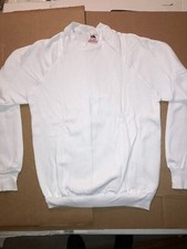 Vintage NOS 90  s Medium Fruit Of the Loom White Blank Raglan Sweatshirt. USA