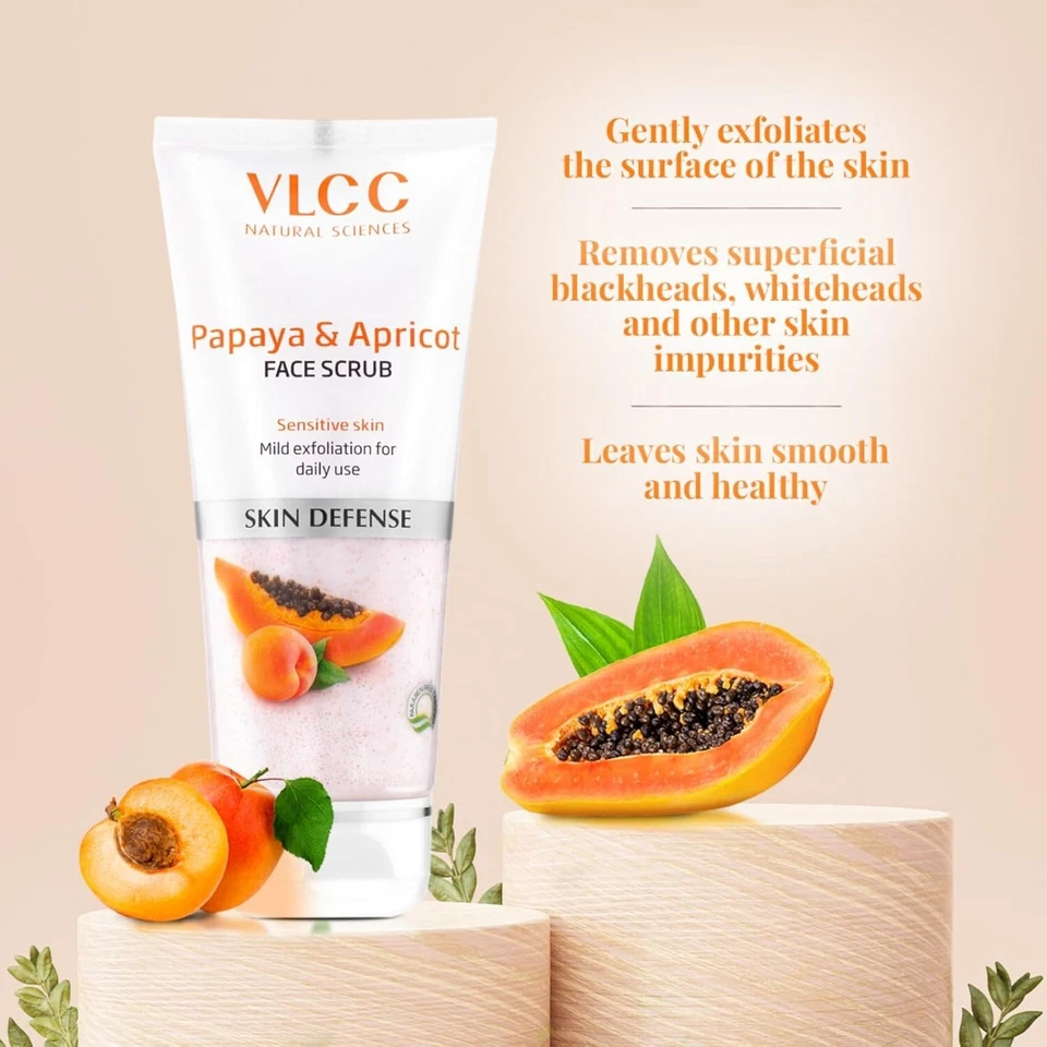 VLCC Papaya & Apricot Face Scrub - 80g - (Pack of 2) | Gentle Scrub to Remove - Image 4 of 4