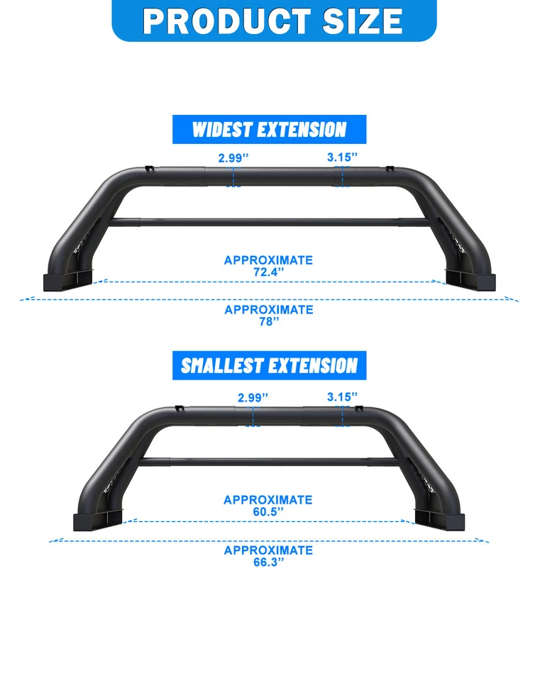 Steel Roll Sport Bar Chase Rack Bed Bar For 1994-2010 Dodge Ram 1500/2500/3500 Foto 4 de 4