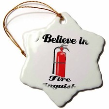 3dRose I Believe In Fire Extinguishers 3 inch Snowflake Porcelain Ornament