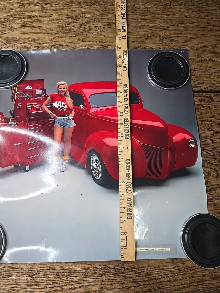 Mac Tools Racing Pinup Girl Poster 1990s Vintage 19x19