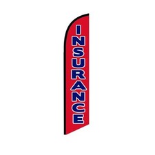 Insurance Red Swooper Flutter Feather Flag  3ft W x 11.5ft Tall