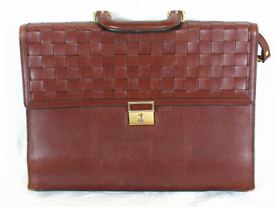 Bally Leather Briefcase Woven Pattern