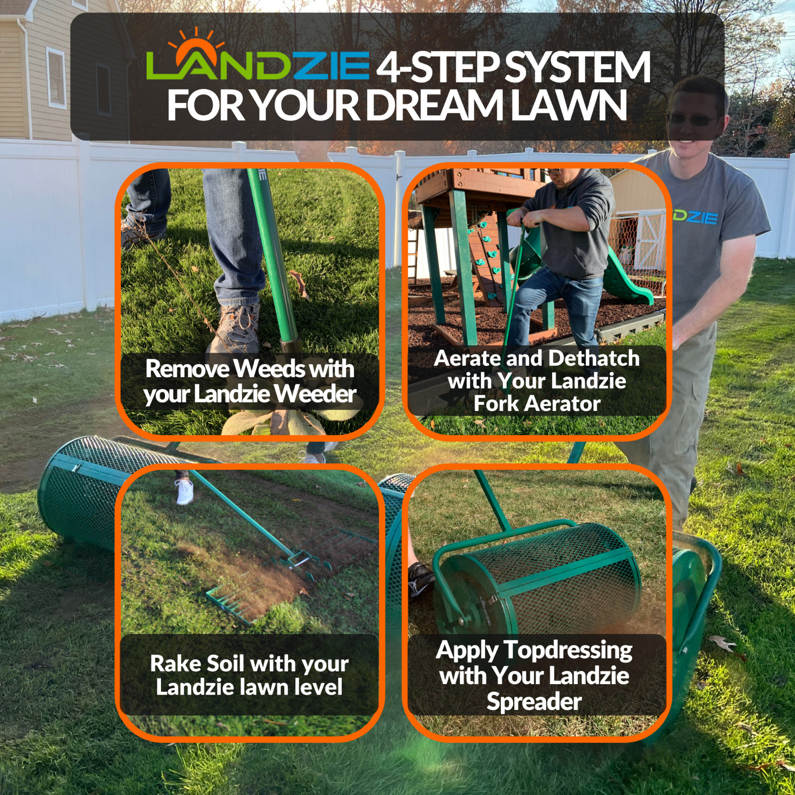 LANDZIE 24 Inch Poly Lawn Roller - 22.5 Gallon Lawn Roller