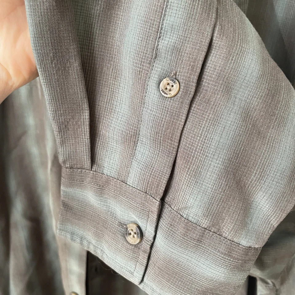 Quest мужская спортивная рубашка на пуговицах с длинным рукавом зеленая клетчатая размер XL EUC - Изображение 3 из 4