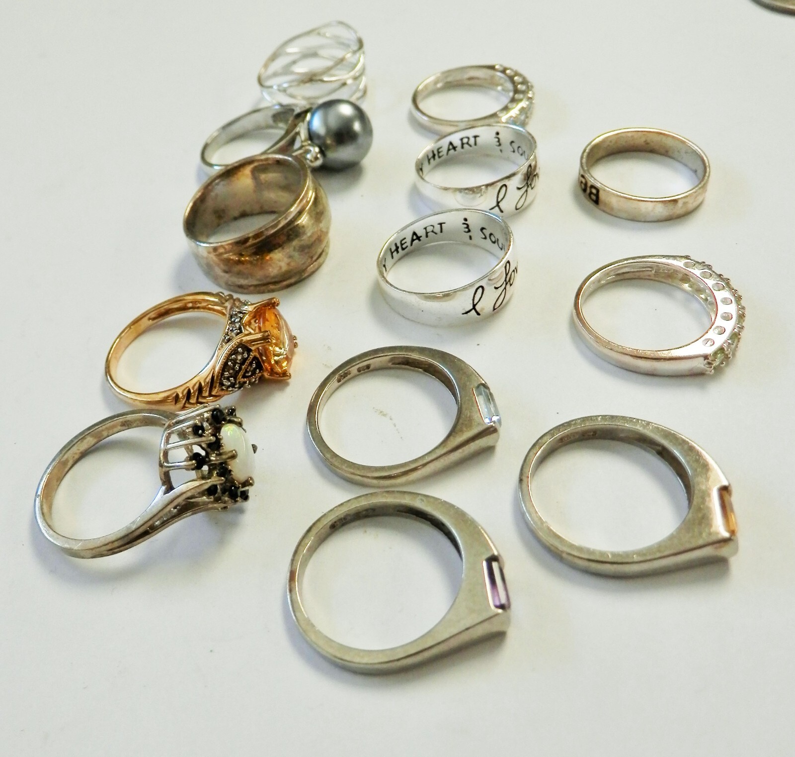 13 Sterling Silver Assorted Gemstone Sayings Stac… - image 8