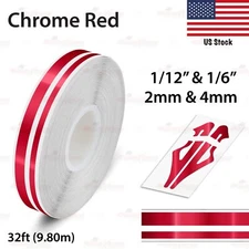 1/2" 12mm Vinyl Pinstriping PinStripe Car Styling Double Line Sticker CHROME RED