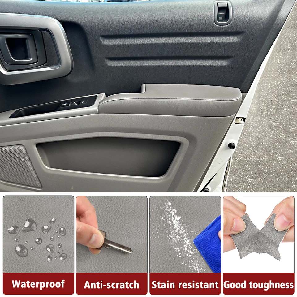 Cubierta de vinilo para reposabrazos de panel de puerta delantera gris Atlas Fit 2006-2014 Honda Ridgeline Foto 3 de 4