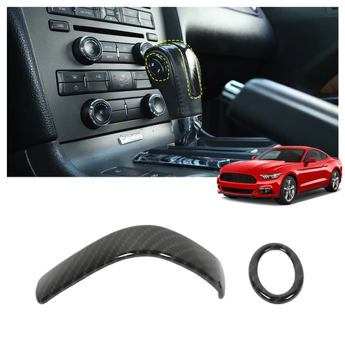 Carbon Fiber ABS Central Gear Shift Knob Trim Cover Fit For Ford Mustang 2010-14 - Foto 3 di 15