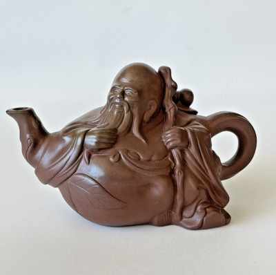 Vintage Chinese  Clay Teapot Yxing Wise Man - Lid Present NUMBERED 13