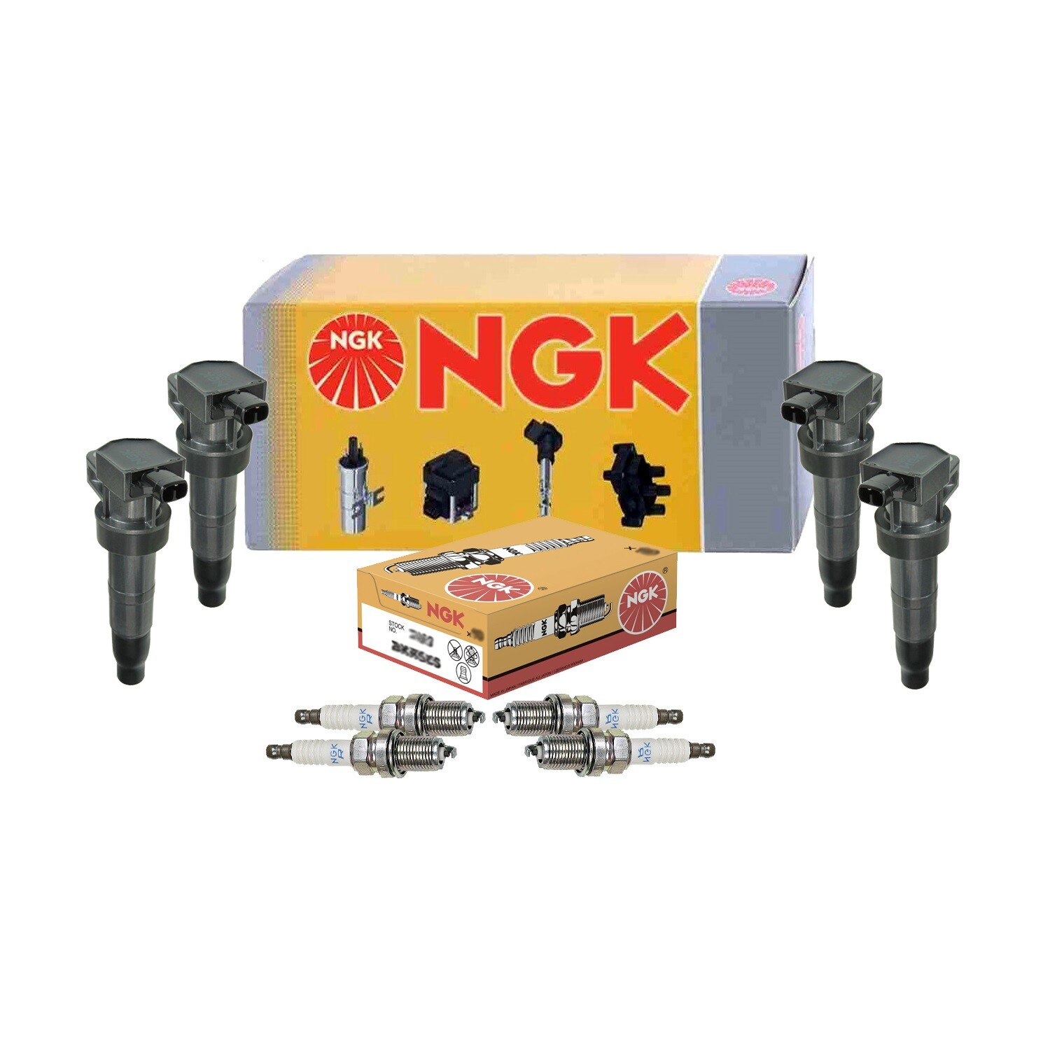 NGK 4 Ignition Coils  4 Standard Spark Plugs Kit For Hyundai Sonata L4
