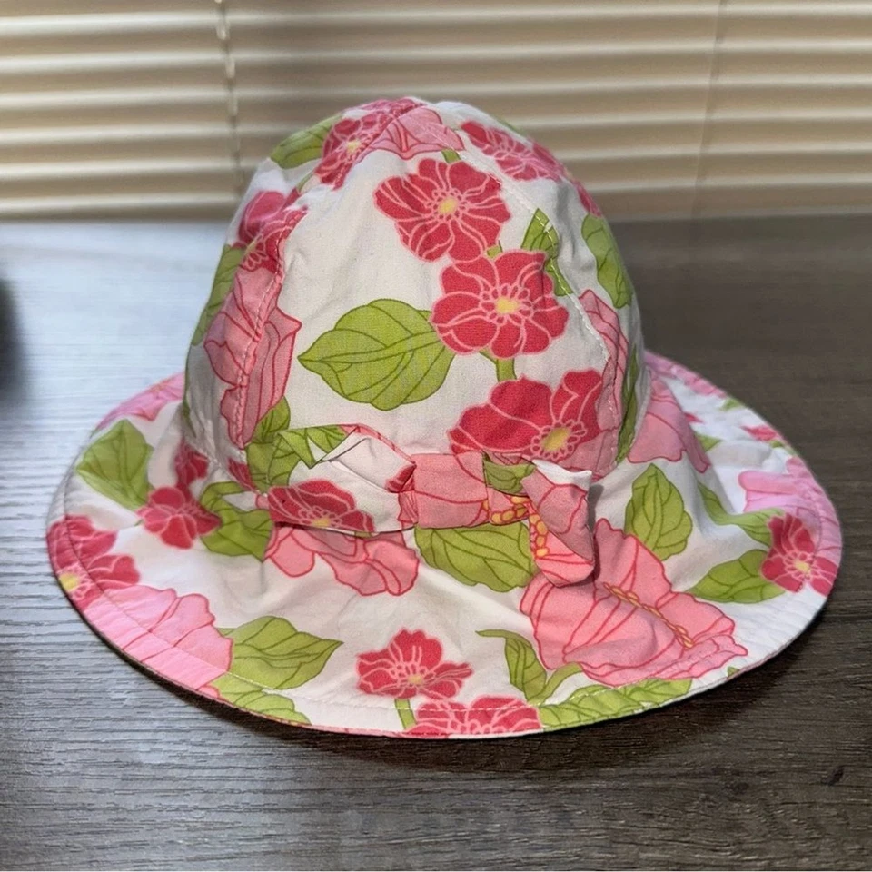 Chapéu balde solar arco lateral floral bebê menina Janie and Jack tamanho 6-12mo - Imagem 2 de 4