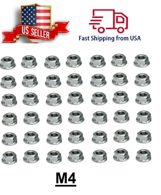 M4-0.70 Metric Stainless Steel Hex Flange Nuts, DIN 6923 A2-70 / 18-8 Grade