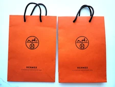 NEW Lot of 2 Hermes Authentic Orange Shopping Bags medium 11.75x11.75x4"