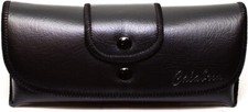 Soft Eyeglass Case Faux Leather, Attatches to Belt, Horizontal, Black