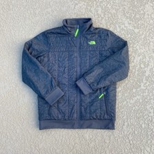 THE NORTH FACE Puffer/Fleece Reversible Jacket Boys Black Gray/Green SZ XLarge