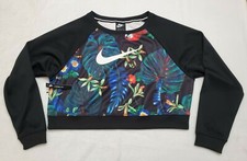 Nike Women's Sportswear Print Crew AQ9722-010 Black Size Large 75 NWT