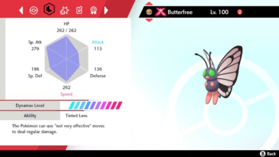 Pokemon Sword and Shield SWSH - Shiny 6IV Max EV Gigantamax Gmax Butterfree