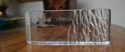 Rare Bengt Edanfalk for Skruf 1952-78 Etched Goose Lead Crystal Block Signed