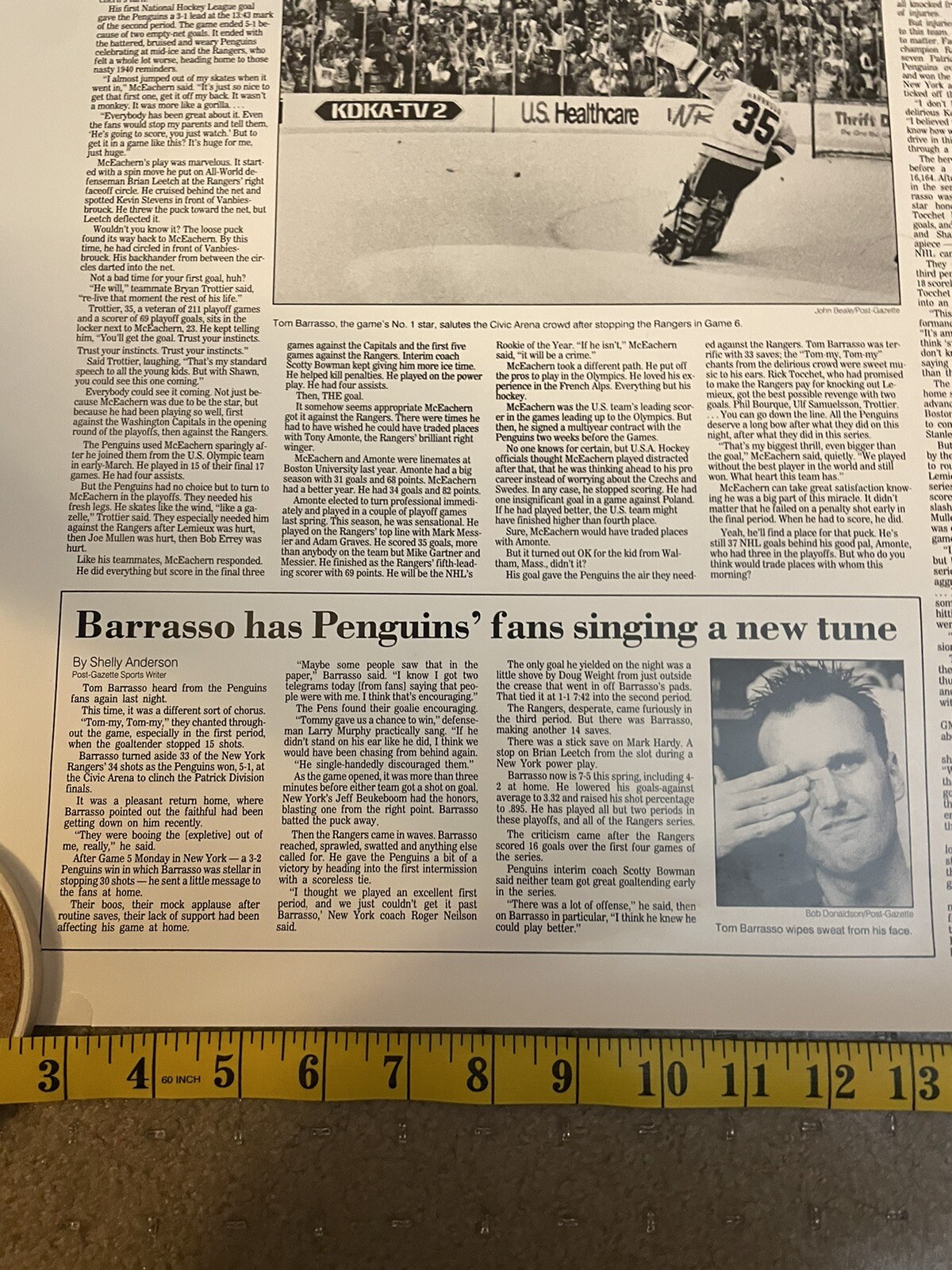 VTG 1992 Poster Pittsburgh PostGazette Penguins 18x24 Patrick Division