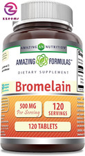 Amazing Formulas Bromelain 500 Mg 120 Tablets Supplement  Non-Gmo  Gluten Free