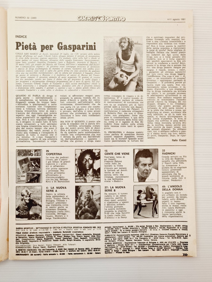 Guerin Sportif 32-1981 Bettega-Ruud Krol-Dieter Mirnegg-Renato Zéro