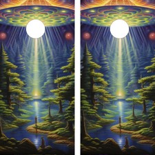 FADEPROOF Cornhole Board Wraps Laminated  / Alien Abduction