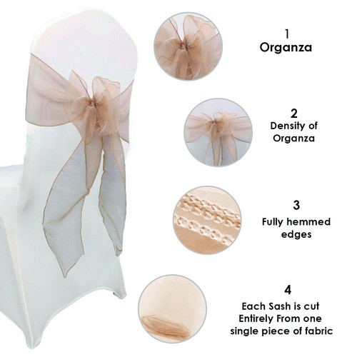 Silla de organza de boda fajas ancho lazo completo para decoración de fiesta 1x-100x - Imagen 350 de 391