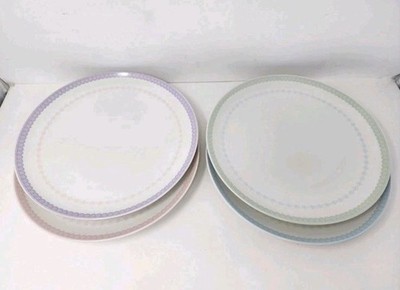 Oneida Entertain 365 Bunny Hop 10.5'' Dinner Plates Set Of 4 Pastel Floral Edges 