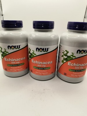 3 Pack Now Echinacea Purpurea Root 400Mg 250 X3 Capsules Ex 6/26 New Sealed 