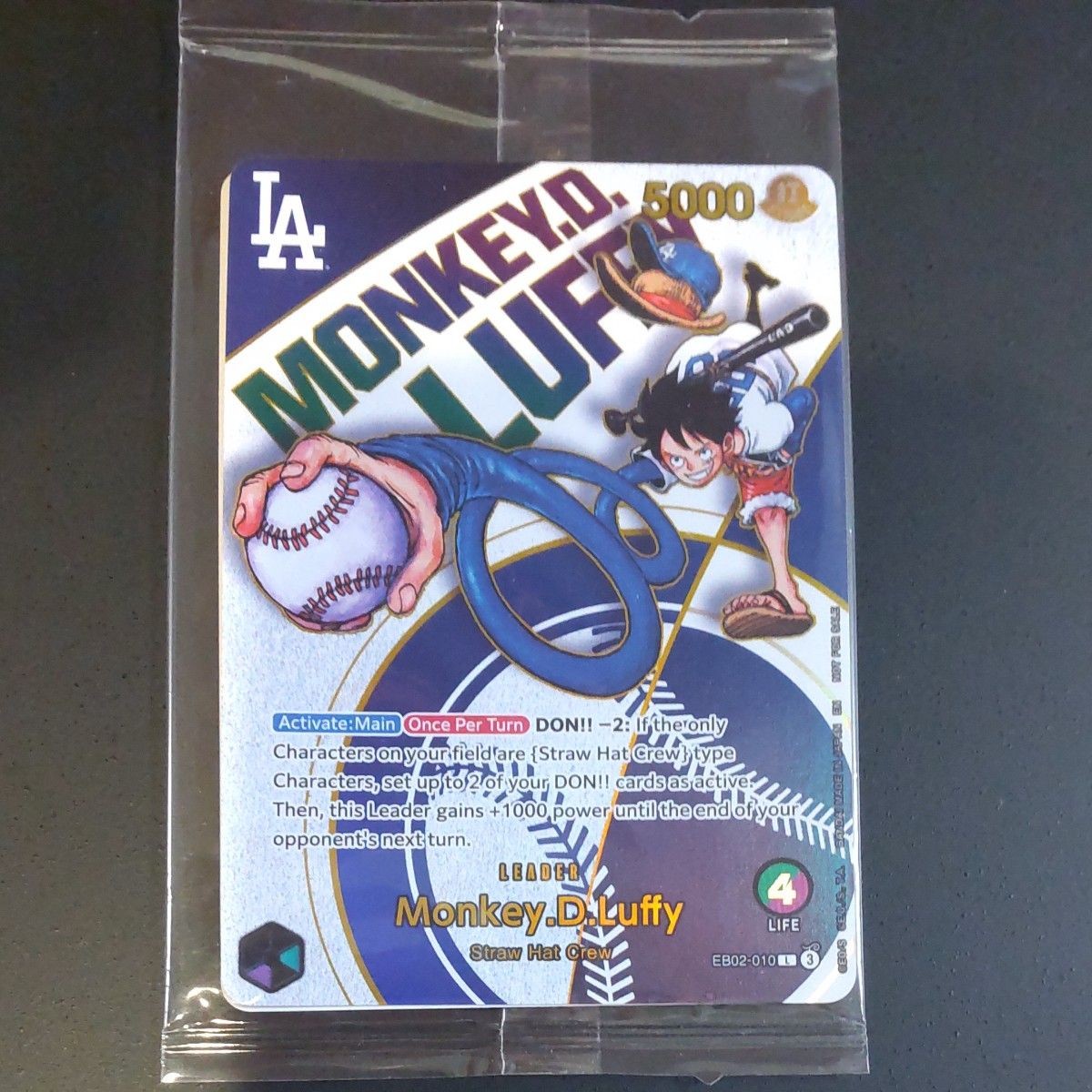 Sealed Monkey D Luffy EB02-010 L Dodgers One Piece Night Promo Card English 2025
