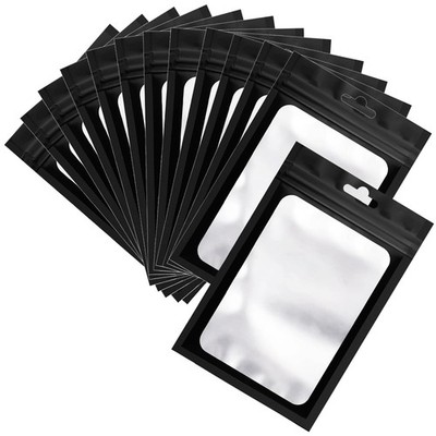 100 Pcs Resealable Mylar Bags, Sealable Odor Proof Foil Pouch Bag with Clear ...