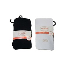 New TrimFit Girl 2 PR Uniform White Navy Opaque Winter Knit Sweater Tights 4-6