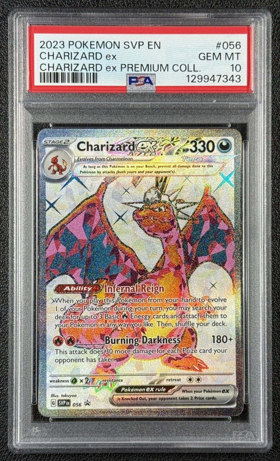 CHARIZARD EX PSA 10 2023 POKEMON SVP EN-SV BLACK STAR PROMO #056 PREMIUM COLL 43