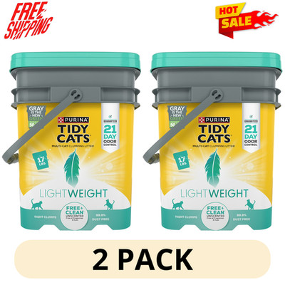 2 Pack Purina Tidy Cats Free Clean Cat Litter 17lb Unscented Lightweight Pail