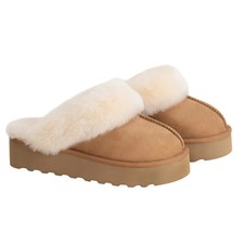 Kirkland Signature Damen Lammfell Plateau Slipper, UK 4